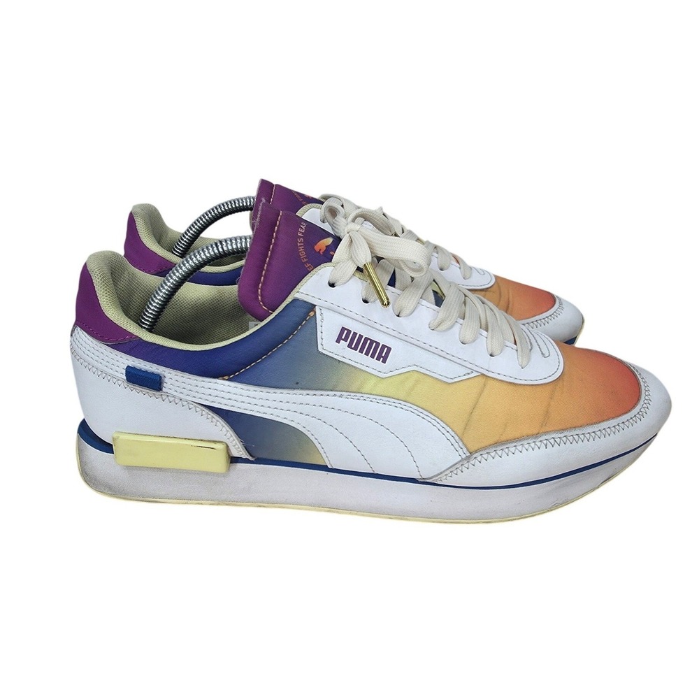 Puma Future Rider Pride Sneakers Mens 11 White Purple Orange Sunset 382634-01
